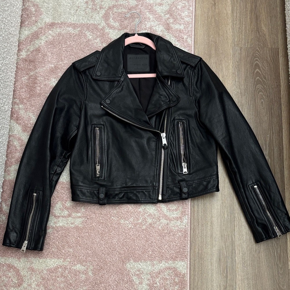 All Saints Black Ayra Leather Biker Jacket